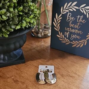 Wildflowers Gold Hammered Hoop Earrings